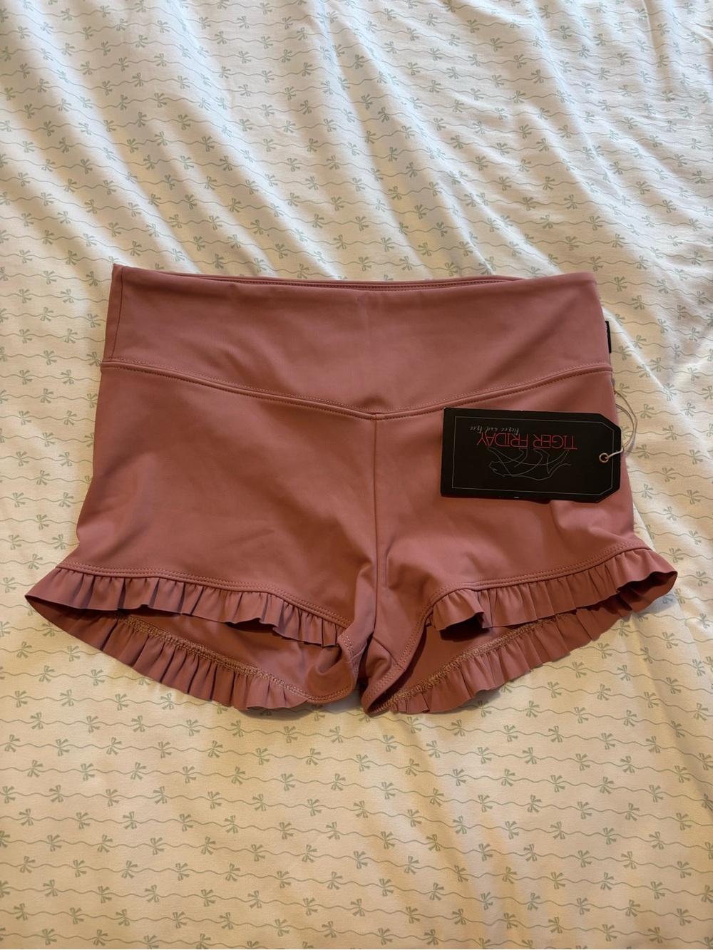 Tiger Friday Mauve Ruffle Athletic Shorts